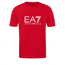 T-SHIRT 100% ΒΑΜΒΑΚΙ ΜΕ LOGO - ΚΟΚΚΙΝΟ- EA7 ΜΕΓΑΛΟ